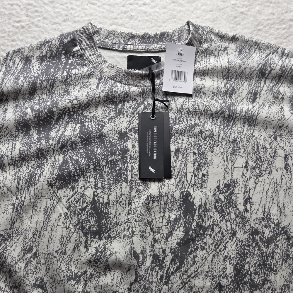 Stone Falcon Shirt Mens Large Gray Allover Abstract Graphic Crewneck Cotton Tee